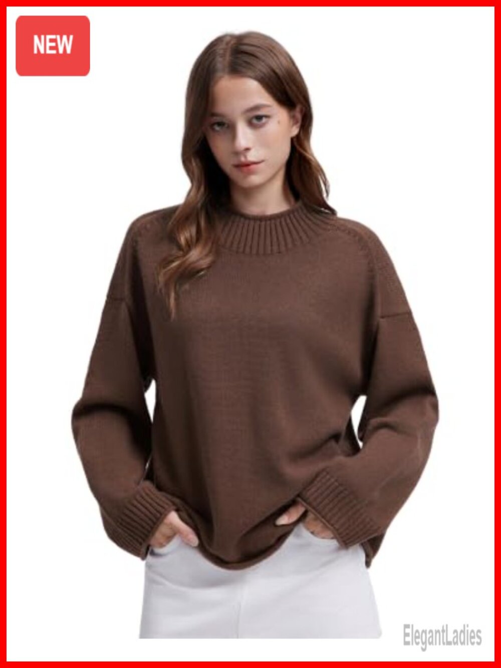 Cashmere Blend Oversized Mock Neck Pullover Sweater